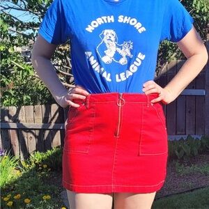 ◾️3/$25 Y2K Blue Spice Red Women's Mini Skirt with Front Key Hole Zipper
